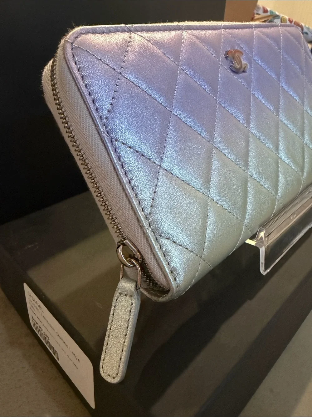 CHANEL | ✨NEW✨ Ombré Gradient Iridescent Quilted Zip Around Long Wallet